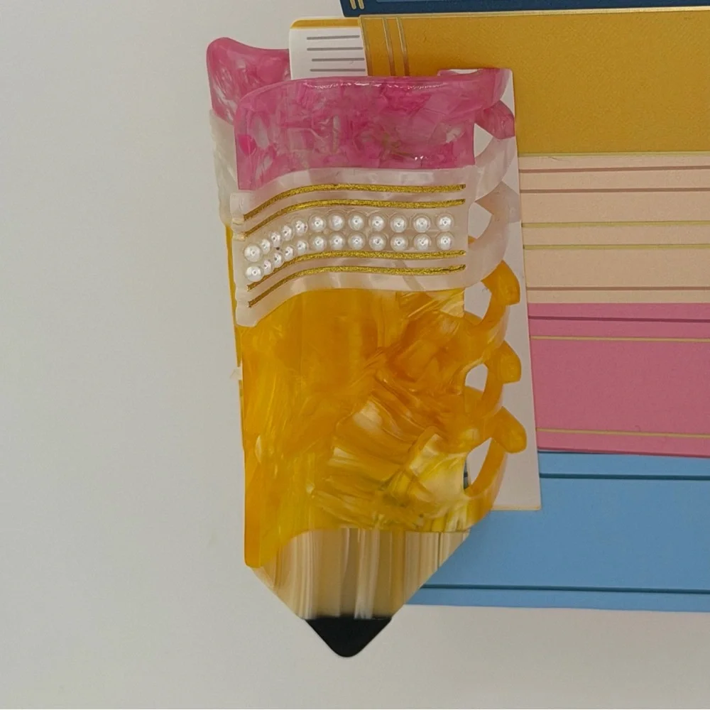 Piper K Back to School Themed Pencil Claw Hair Clip - Set of 2